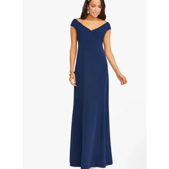 Show me Your Mumu Zurich knot gown in rich navy stretch crepe NWOT - Picture 4 of 9